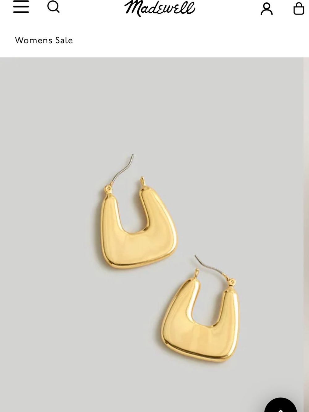 Madewell NWT Polished Gold Chunky U-Shaped Drop Earrings